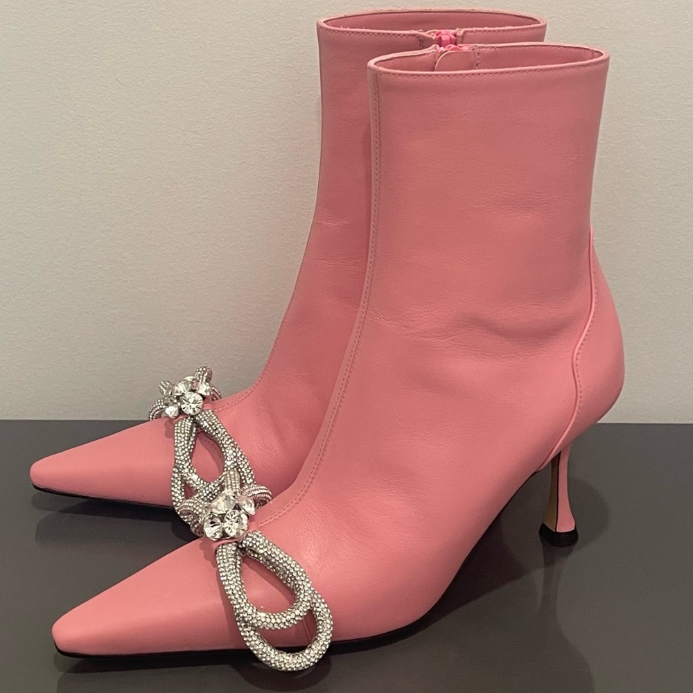 Mach & Mach Pink Heeled Boots with Rhinestone Embellishment Size 36